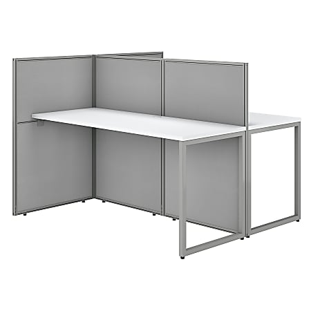 Bush Business Furniture Easy Office 60"W 2-Person Cubicle Desk Workstation With 45"H Panels, Pure White/Silver Gray, Standard Delivery