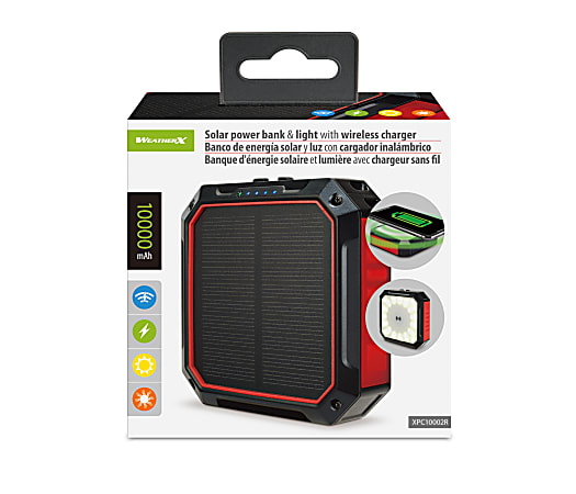 WeatherX Solar Power Bank And Light With Wireless Charger, XPC10002R