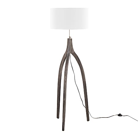 LumiSource Wishbone Contemporary Floor Lamp, 54-3/4”, White/Gray