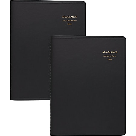 AT-A-GLANCE 2023 RY Eight Person Daily Appointment Book, Two Volume Set, Black, Large, 8 1/2" x 11"