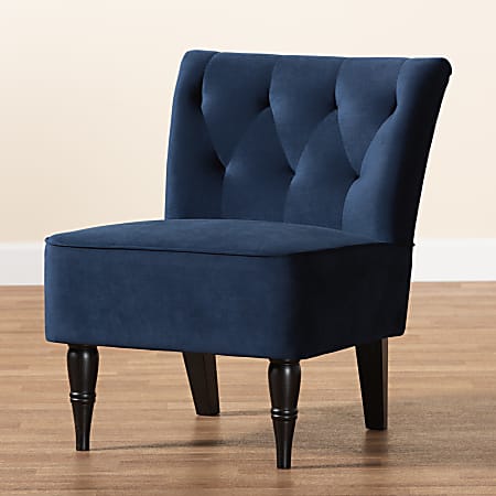 Baxton Studio Harmon Accent Chair Navy Blue Black