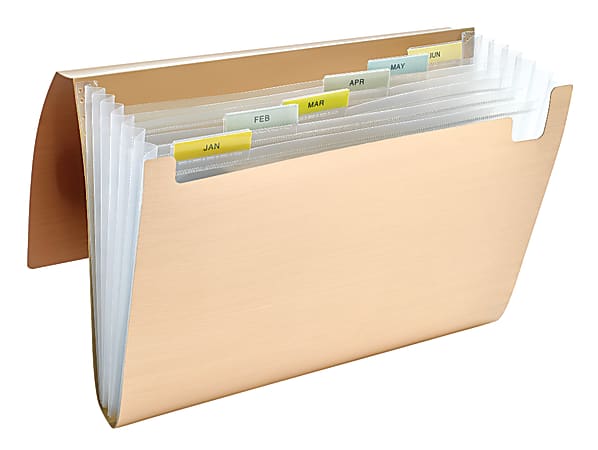 Divoga® Expanding File Wallet, 7" Expansion, 7 Pockets, Metallic Gold