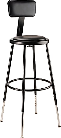 National Public Seating 6400 Adjustable-Height Task Stool, Black Seat/Black Frame, Quantity: 1