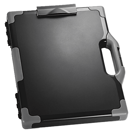 Officemate® OIC® Carry-All Clipboard Box, 15 1/2"H x12 1/2"W x 2 1/4"D, Gray/Black