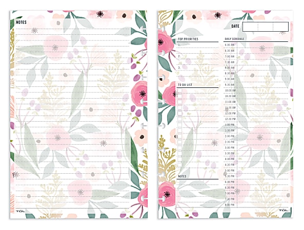 TUL® Discbound Undated Daily Refill Pages, Junior Size, 50 Sheets, Floral
