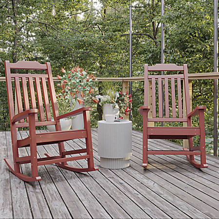 Flash Furniture Winston All-Weather Rocking Chairs, Red, Set Of 2 Chairs