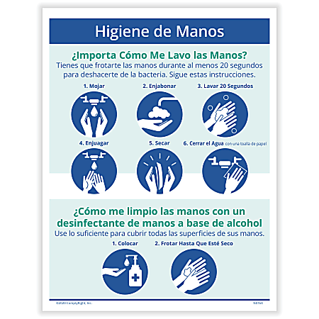 ComplyRight™ Corona Virus And Health Safety Poster, Hand Hygiene Instructions, Spanish, 10" x 14"