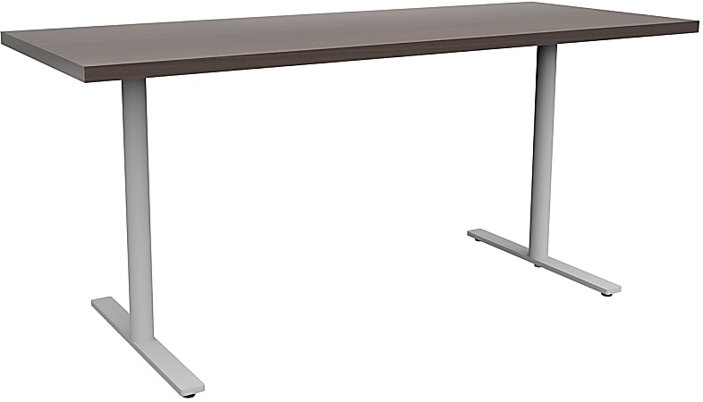 Safco® Jurni Multi-Purpose Post Leg Table With Glides, 29”H x 24”W x 60”D, Columbian Walnut/Silver