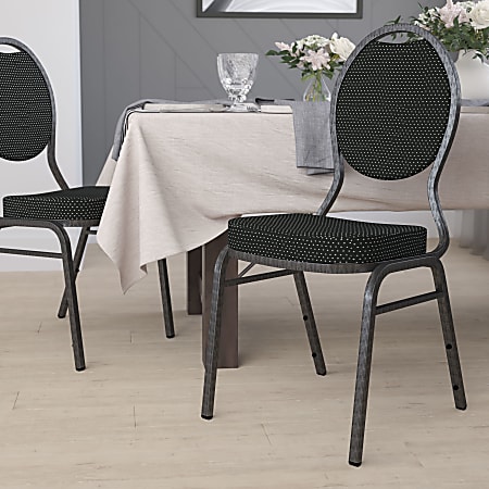Flash Furniture HERCULES Teardrop-Back Stacking Banquet Chair, Black/Silvervein