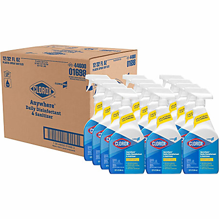 Clorox Pro Commercial Solutions Anywhere Hard Surface Sanitizing Spray, 32 Oz, Carton Of 12 Bottles