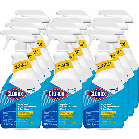 Anywhere Hard Surface Sanitizing Spray, 32 oz Spray Bottle, 12/Carton