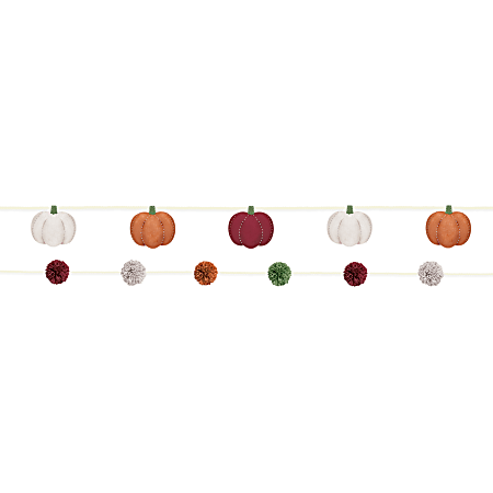 Amscan Fall Pumpkin Double Felt Banners, 3" x 75", Multicolor, Pack Of 2 Banners