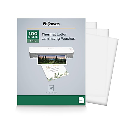 Fellowes&reg; Thermal Laminating Pouches, Letter, 5 mil, 11 1/2" x 9", Clear, Pack Of 100