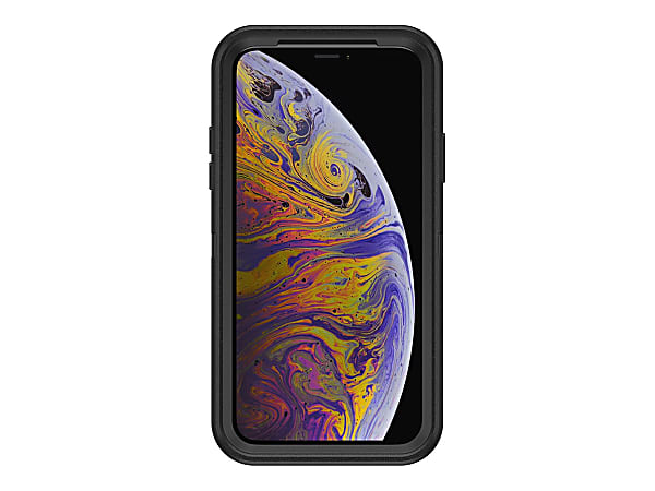 OtterBox Defender Carrying Case (Holster) Apple iPhone XS, iPhone X Smartphone - Black - Anti-slip, Dirt Resistant, Dust Resistant, Lint Resistant, Clog Resistant - Polycarbonate, Synthetic Rubber - Belt Clip