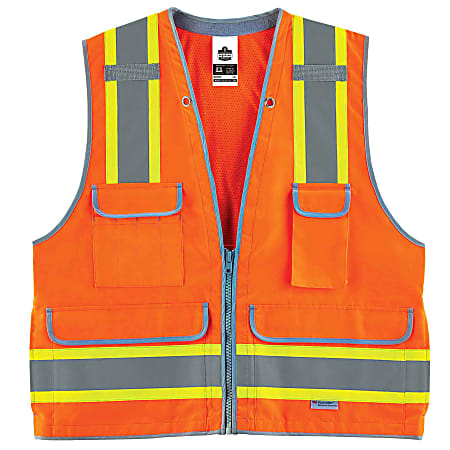 Ergodyne GloWear Safety Vest, Heavy-Duty Surveyors, Type-R Class 2, Large/X-Large, Orange, 8254HDZ