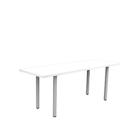 Safco® Jurni Multi-Purpose Post Leg Table With Glides, 29”H x 24”W x 72”D, Designer White/Silver
