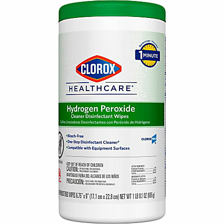 Clorox Healthcare Hydrogen Peroxide Cleaner Disinfectant Wipes - 95 / Canister - 450 / Pallet - Bleach-free, Antibacterial - White