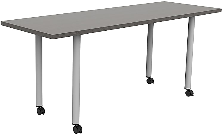 Safco® Jurni Multi-Purpose Post Leg Table With Casters, 29”H x 24”W x 72”D, Asian Night/Silver