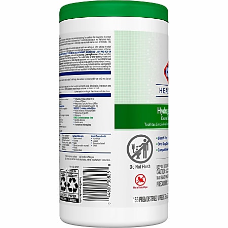 Clorox Healthcare Hydrogen Peroxide Cleaner Disinfectant Wipes - 155 / Canister - 6 / Carton - Bleach-free, Antibacterial - White Clorox Healthcare Hydrogen Peroxide Cleaner Disinfectant Wipes - 155 / Canister - 6 / Carton - Bleach-free, Antibacterial - White