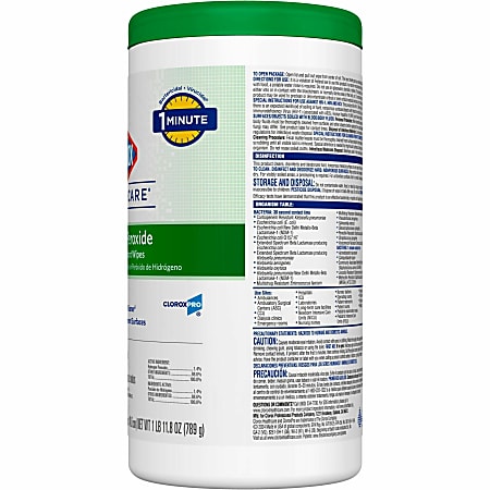 Clorox Healthcare Hydrogen Peroxide Cleaner Disinfectant Wipes - 155 / Canister - 6 / Carton - Bleach-free, Antibacterial - White Clorox Healthcare Hydrogen Peroxide Cleaner Disinfectant Wipes - 155 / Canister - 6 / Carton - Bleach-free, Antibacterial - White