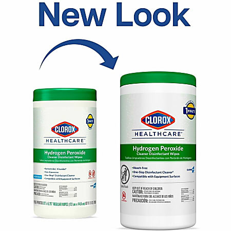 Clorox Healthcare Hydrogen Peroxide Cleaner Disinfectant Wipes - 155 / Canister - 6 / Carton - Bleach-free, Antibacterial - White Clorox Healthcare Hydrogen Peroxide Cleaner Disinfectant Wipes - 155 / Canister - 6 / Carton - Bleach-free, Antibacterial - White