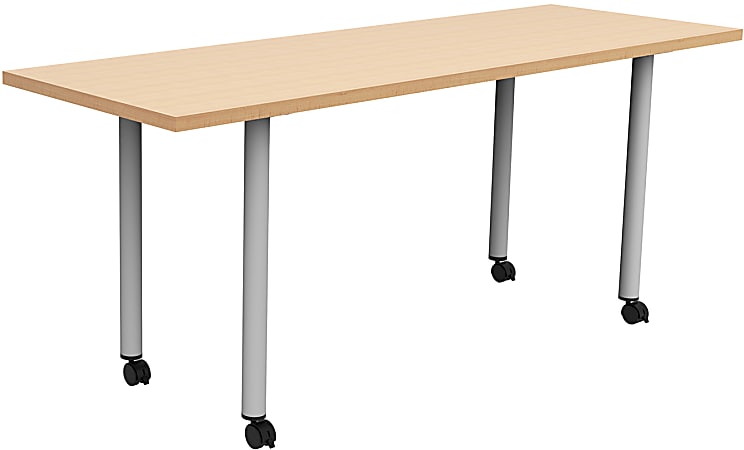 Safco® Jurni Multi-Purpose Post Leg Table With Casters, 29”H x 24”W x 72”D, Fusion Maple