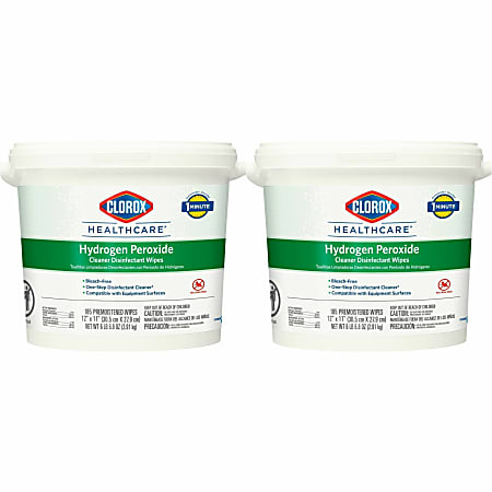Clorox Healthcare Hydrogen Peroxide Cleaner Disinfectant Wipes - 11" Length x 12" Width - Bleach-free, Antibacterial - White - 185/Tub - 2 / Carton