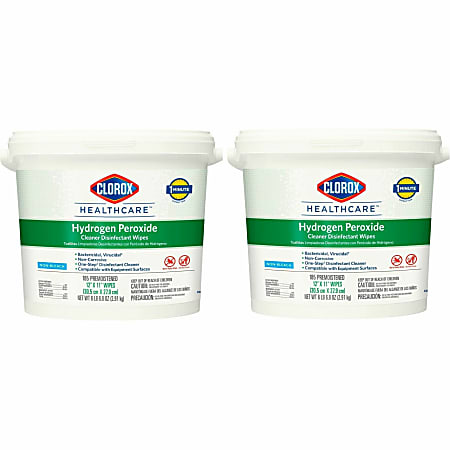 Clorox Healthcare Hydrogen Peroxide Cleaner Disinfectant Wipes - Wipe - 185 / Bucket - 2 / Carton - White