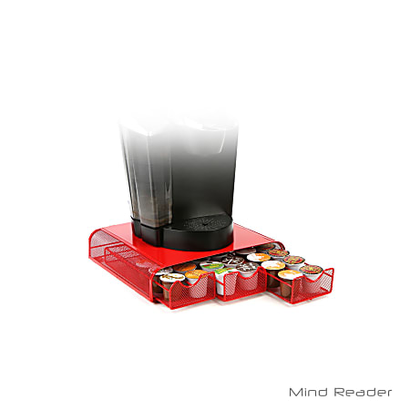 Mind Reader Triple-Drawer Mesh Single-Serve Coffee Pod Drawer, 36-Pod Capacity, Red