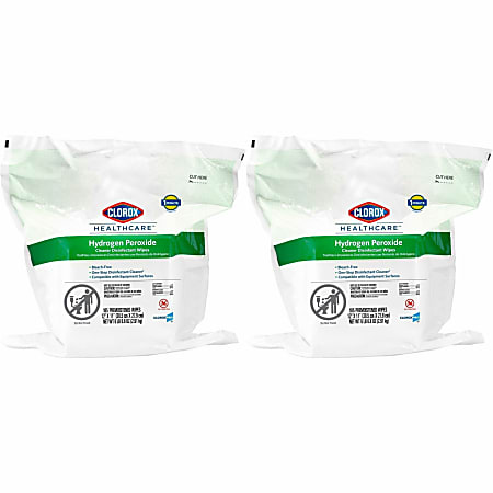 Clorox Healthcare Hydrogen Peroxide Cleaner Disinfectant Wipes Bucket Refill - 11" Lx12" W  - White - 185/Pack - 2/Carton - 30827CT