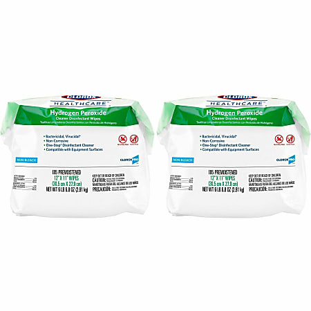 Clorox Healthcare Hydrogen Peroxide Cleaner Disinfectant Wipes - 185 / Pack - 2 / Carton - White