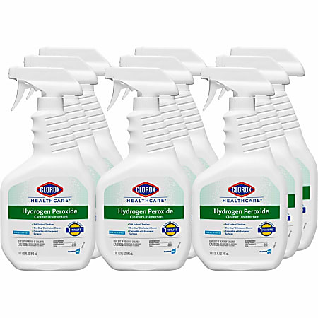 Clorox Healthcare Hydrogen Peroxide Cleaner Disinfectant Spray - Liquid - 32 fl oz (1 quart) - 9 / Carton - Clear