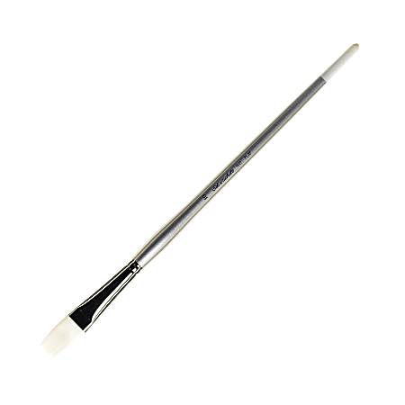 Silver Brush Silverwhite Series Long-Handle Paint Brush, Size 10, Flat Bristle, Synthetic, Silver/White