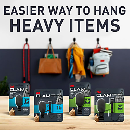 3M CLAW Drywall Hooks 15lb Black 1 CLAW 1 Cover Office Depot