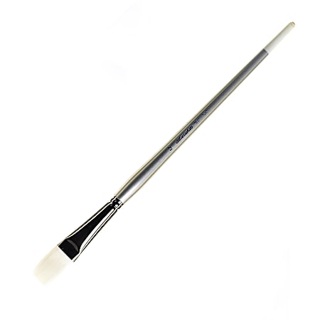 Silver Brush Silverwhite Series Long-Handle Paint Brush, Size 12, Flat Bristle, Synthetic, Silver/White