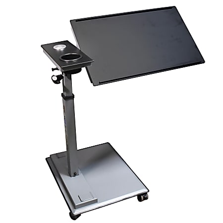 WiseLift Height-Adjustable Mobile Table Workstation, 28"H x 31-1/2"W x 15-3/4"D, Black