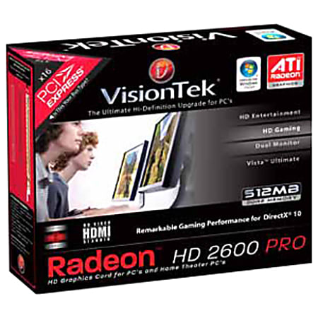 Visiontek Radeon HD 2600PRO Graphics Card ATi Radeon HD 2600 PRO 600MHz 512MB GDDR2 SDRAM DVI I Retail