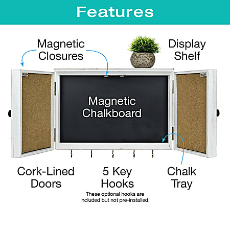 Excello Wall Mounted Barndoor Magnetic Chalkboard Cork Bulletin Combo ...