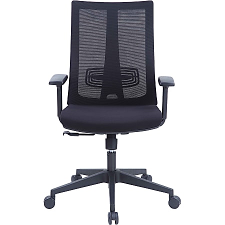 Lorell High-Back Molded Seat Office Chair - Black Fabric Seat - Black Mesh Back - High Back - 5-star Base - Armrest - 1 Each
