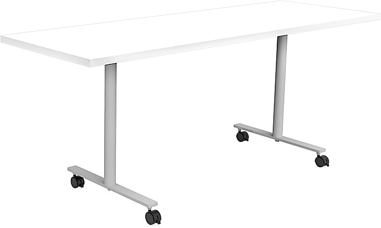 Safco® Jurni Multi-Purpose T-Leg Table With Casters, 29”H x 24”W x 72”D, Designer White/Silver