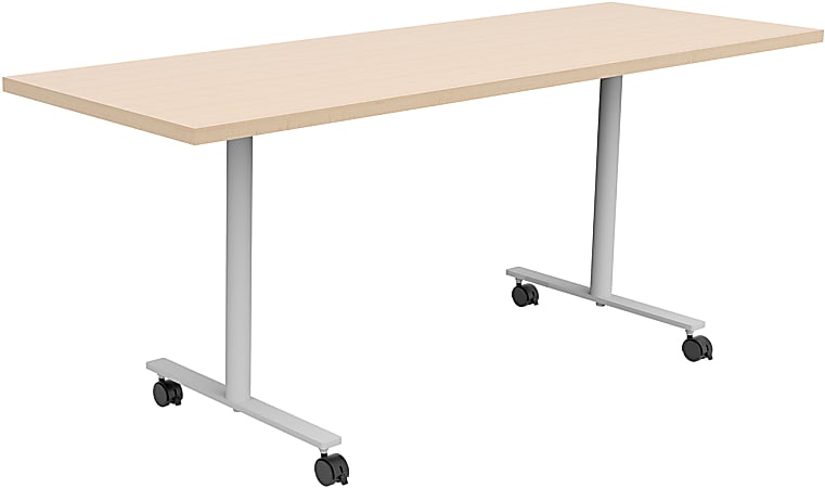Safco® Jurni Multi-Purpose T-Leg Table With Casters, 29”H x 24”W x 72”D, Fusion Maple/Silver