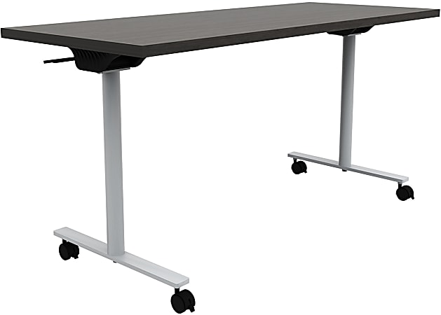 Safco® Jurni Flip Table With Casters, 29”H x 24”W x 60”D, Asian Night/Silver