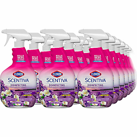 Clorox Scentiva Multi-Surface Cleaner Spray - Bleach-free - 32 fl oz (1 quart) - Tuscan Lavender & Jasmine Scent - 432 / Pallet - Clear