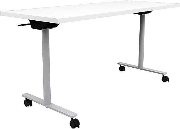 Safco® Jurni Flip Table With Casters, 29”H x 24”W x 60”D, Designer White/Silver