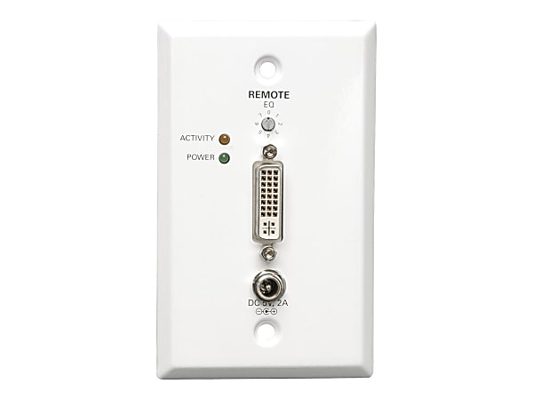 Tripp Lite DVI over Cat5/6 Extender Wall Plate Receiver for Video DVI-I Single Link RJ45 Up to 200 ft. (60 m) - 1 Output Device - 200 ft Range - 1 x Network (RJ-45) - 1 x DVI Out - Full HD - 1920 x 1080 - Twisted Pair - Category 6 - Wall Mountable