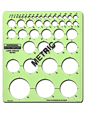 Rapidesign Circle Drafting Template, Metric Large Circles, 44 Circles