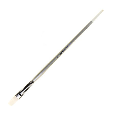 Silver Brush Silverwhite Series Long-Handle Paint Brush, Size 8, Flat Bristle, Synthetic, Silver/White