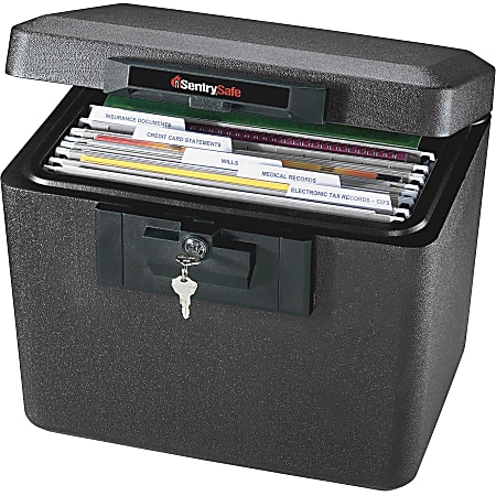 Sentry Safe Security Fire File - Key Lock - Fire Resistant - Overall Size 13.6" Height x 15.3" Width x 12.1" Depth - Black - Steel