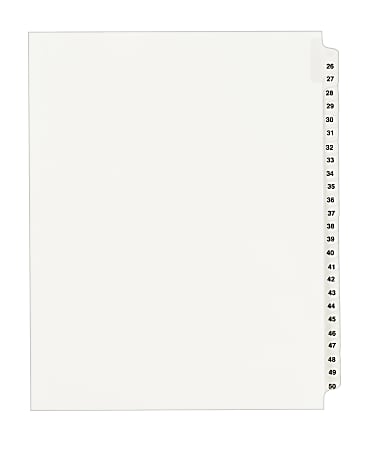 Avery® Standard Collated Legal Dividers, Avery® Style, Side-Tab, 26-50, 8 1/2" x 11"