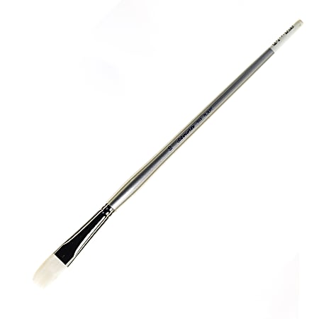 Silver Brush Silverwhite Series Long-Handle Paint Brush, Size 10, Filbert Bristle, Synthetic, Silver/White